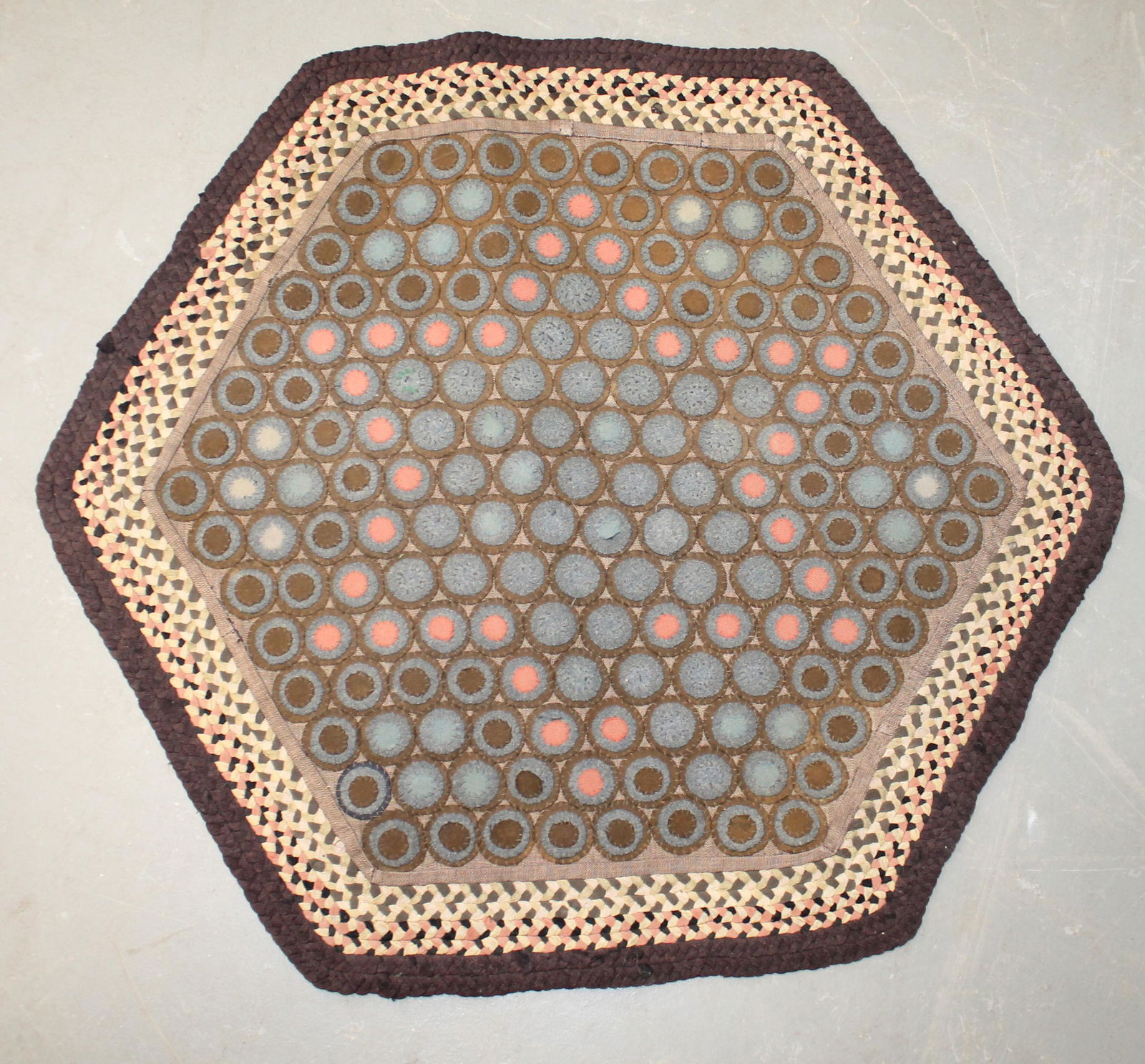 Antique penny/braided area rug - 26"x30" (1 of 7)