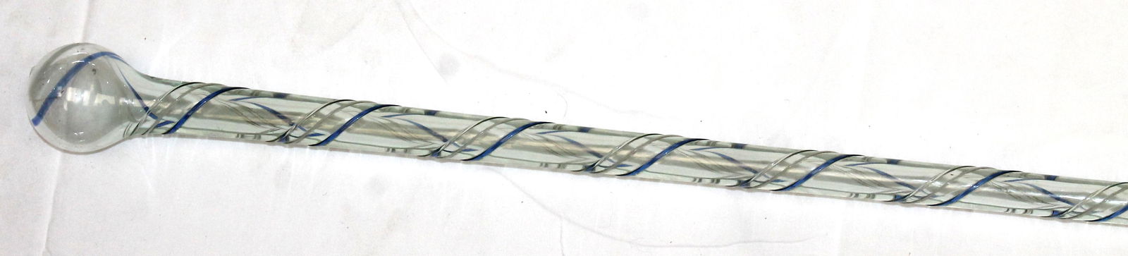 White Blue & Clear Laid In Aqua Bottle Glass, Glass Blowers Whimsy Cane/ Parade Baton - 58" (1 of 4)