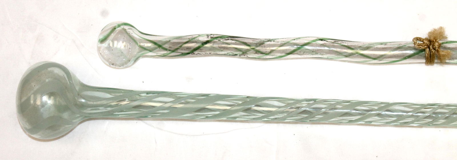 Lot of 2 Colored Glass Laid In Aqua Bottle Glass, Glass Blowers Whimsy Cane/ Parade Batons (1 of 5)