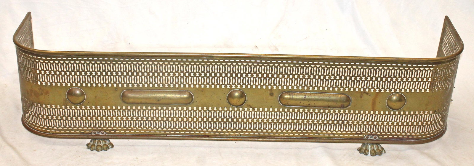 Antique brass fireplace fender w paw feet - 49" long x 11" tall: Antique brass fireplace fender w paw feet - 49" long x 11" tall