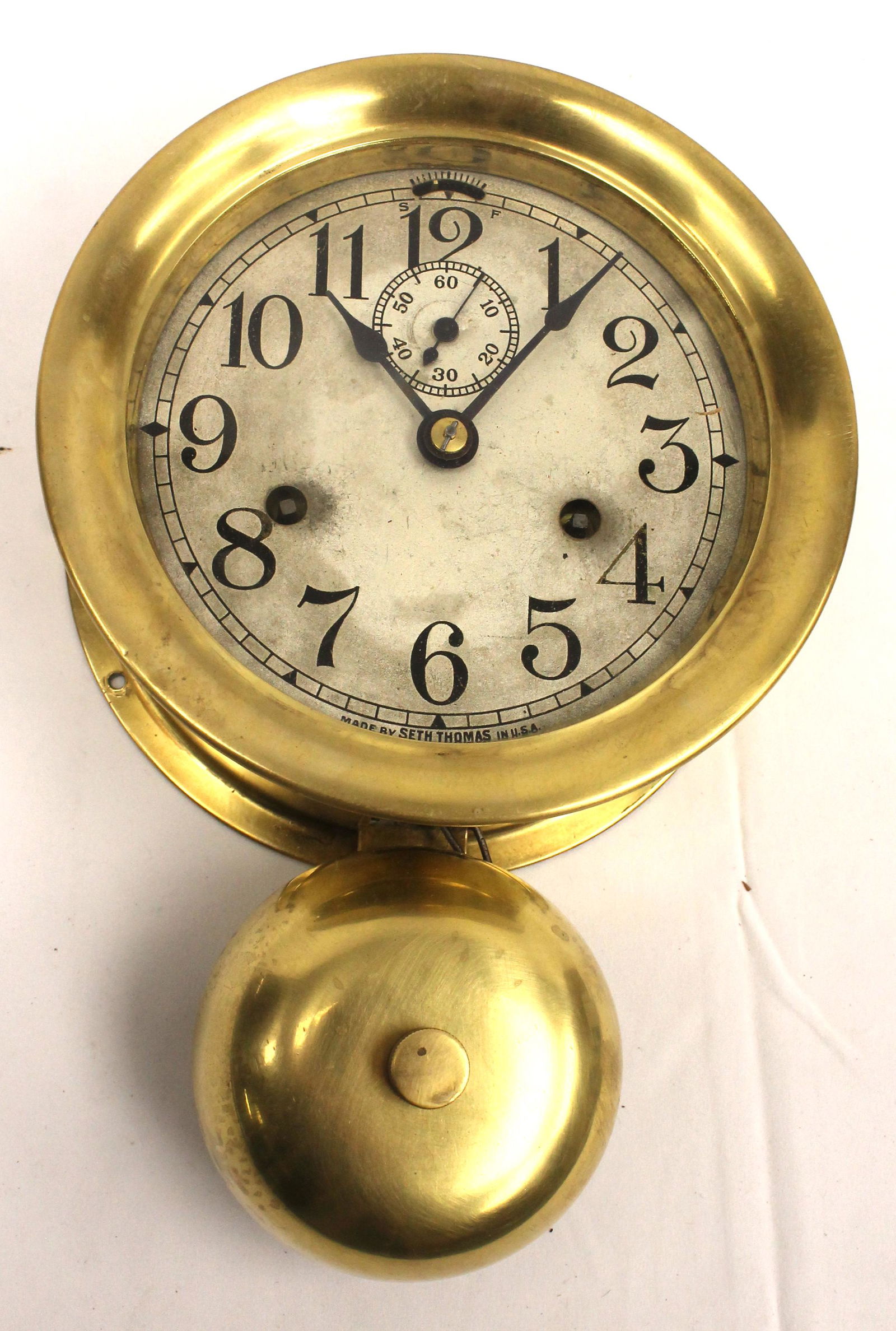 Seth Thomas brass ship's clock - 10 1/2"x4" (1 of 5)