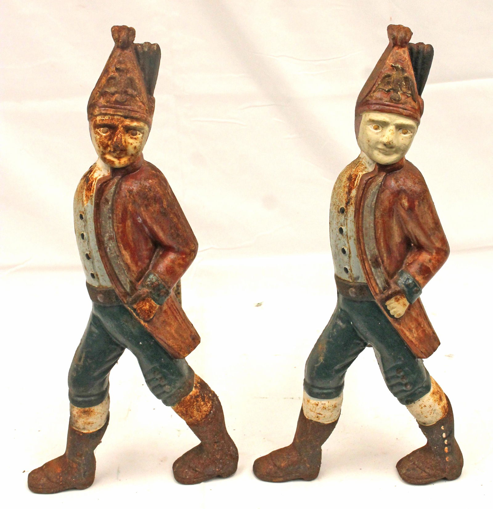 pr of painted iron Hessian andirons - 18" tall x 19" deep (1 of 4)
