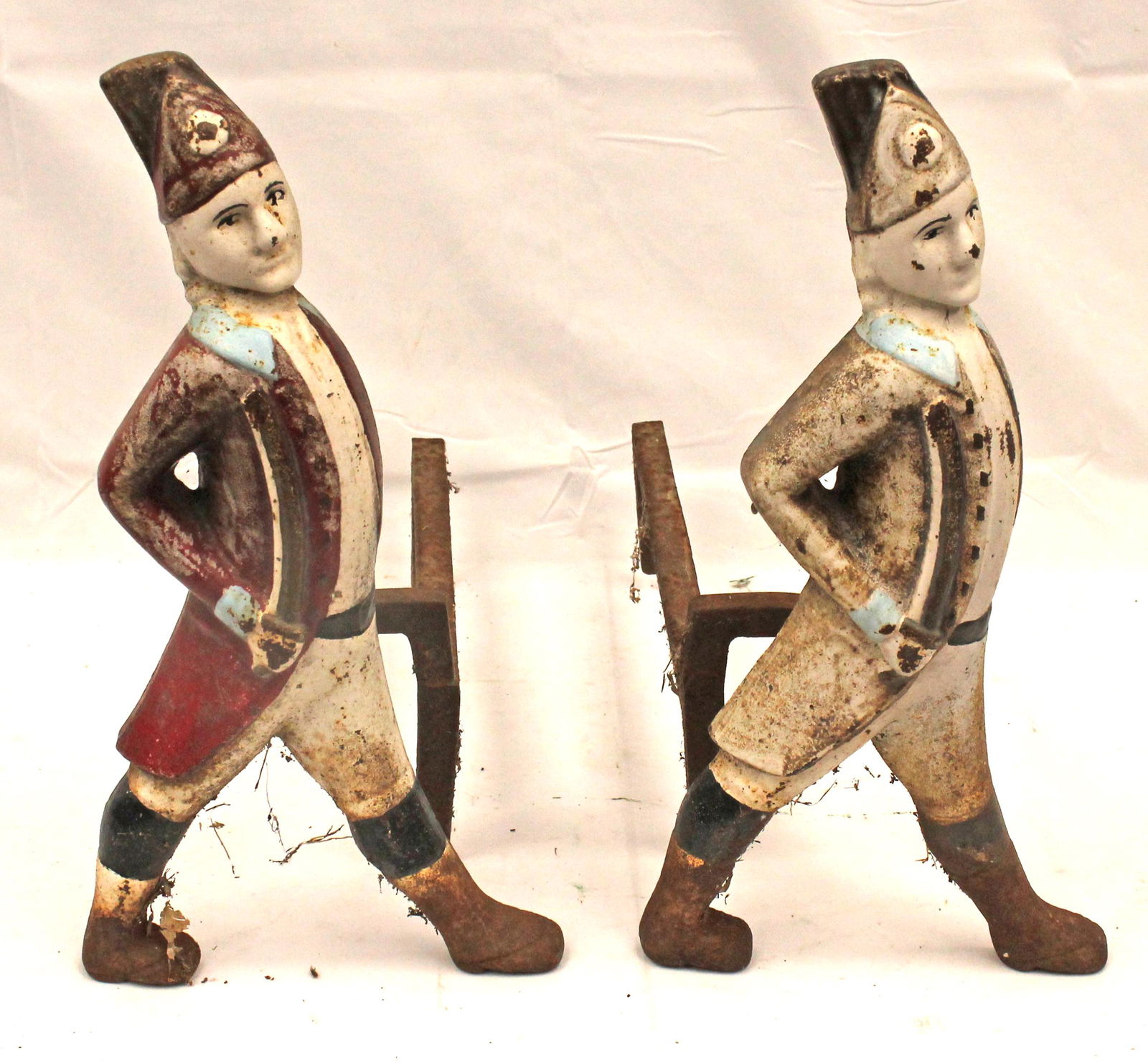 pr of painted iron Hessian andirons - 16" tall x 17" deep (1 of 4)