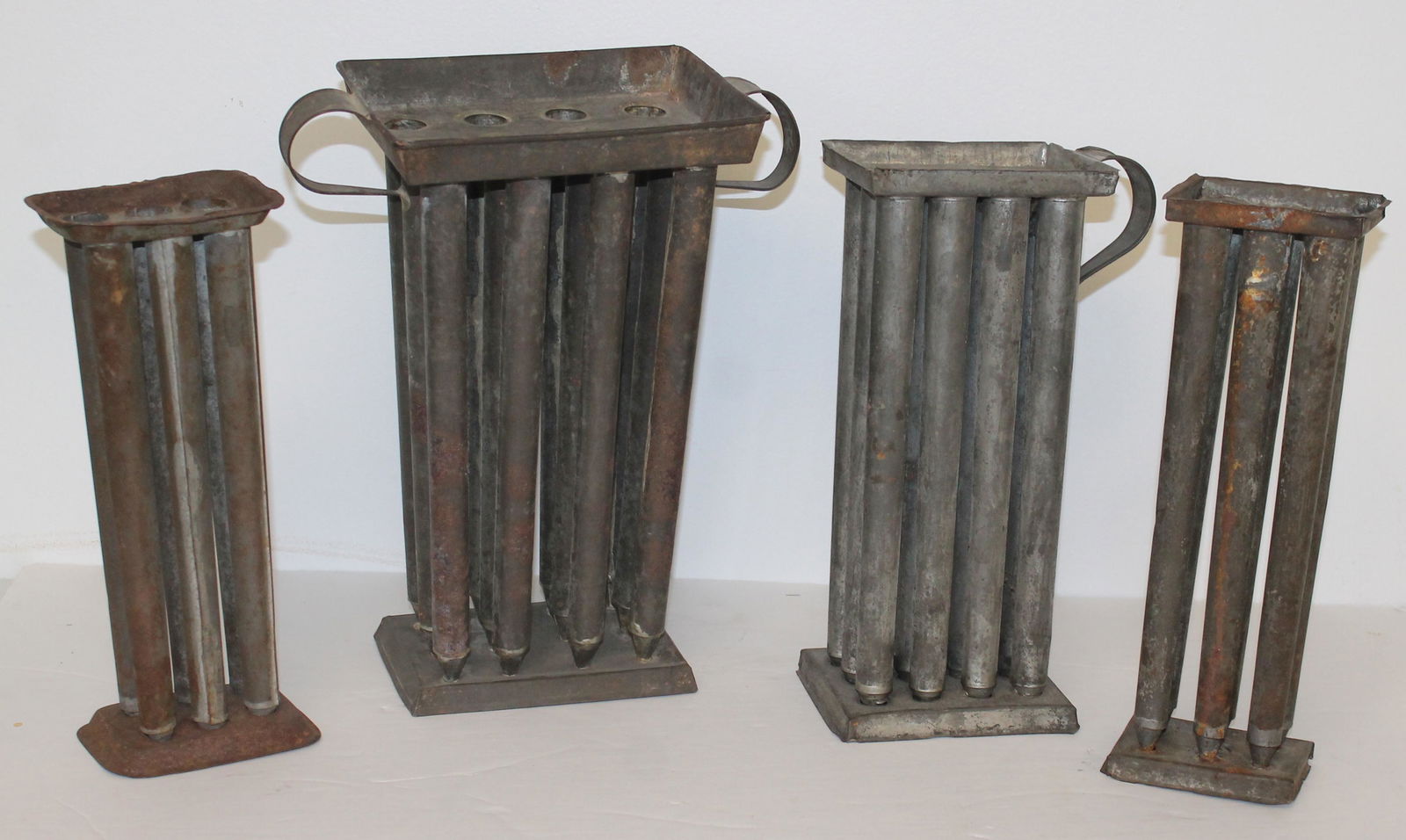 Lot of 4 tin candle molds - 10"-11 1/2" tall (1 of 5)