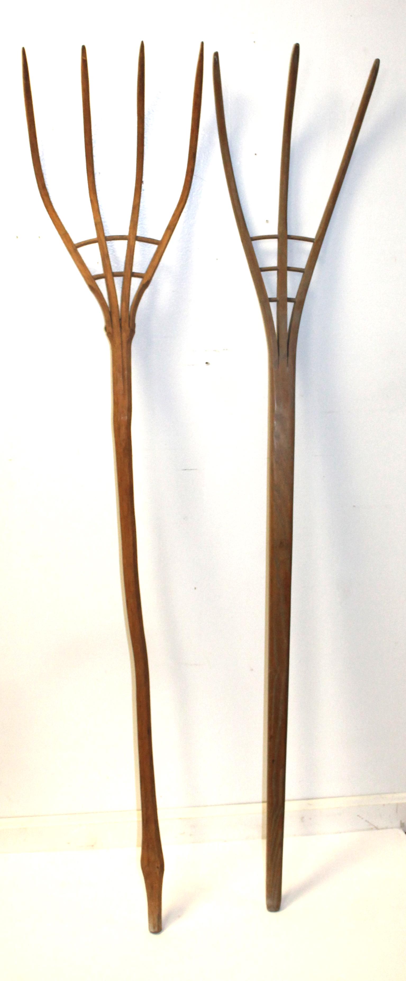 2 wooden hay forks - 51" tall (1 of 4)