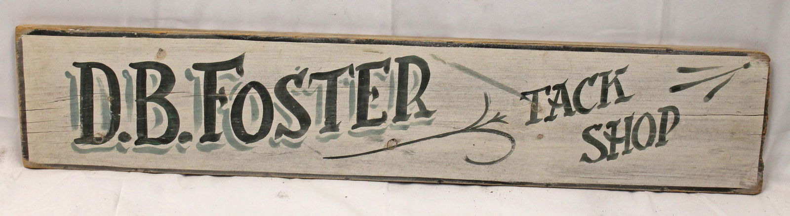 Wooden painted trade sign "D.B. Foster Tack Shop" - 7"x36" (1 of 2)