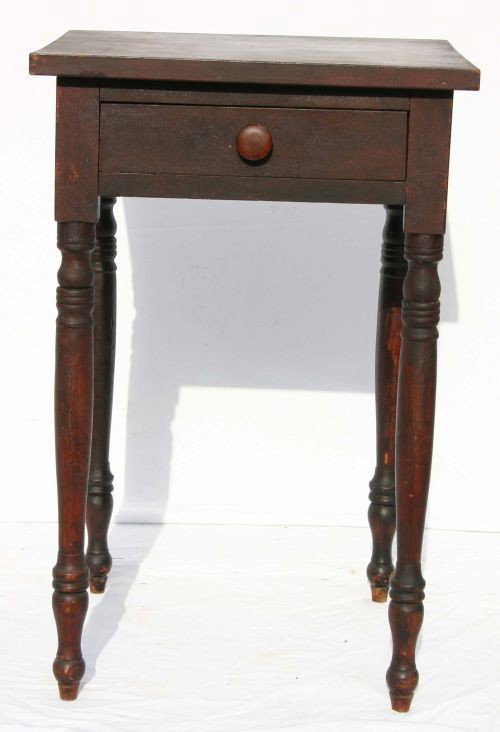 ca 1820 period Sheraton CT cherry 1 dr stand in ol: ca 1820 period Sheraton CT cherry 1 dr stand in old red paint & all orig cond (poplar secondary wood)