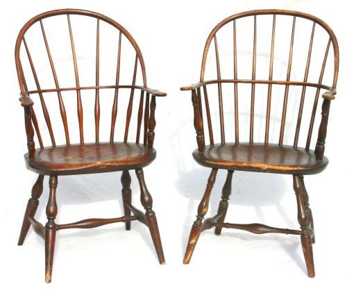 near pr of ca 1780 Eastern CT or MA sack back Wind: near pr of ca 1780 Eastern CT or MA sack back Windsor armchairs
