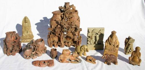 Lot of 14 pcs antique soapstone: Lot of 14 pcs antique soapstone