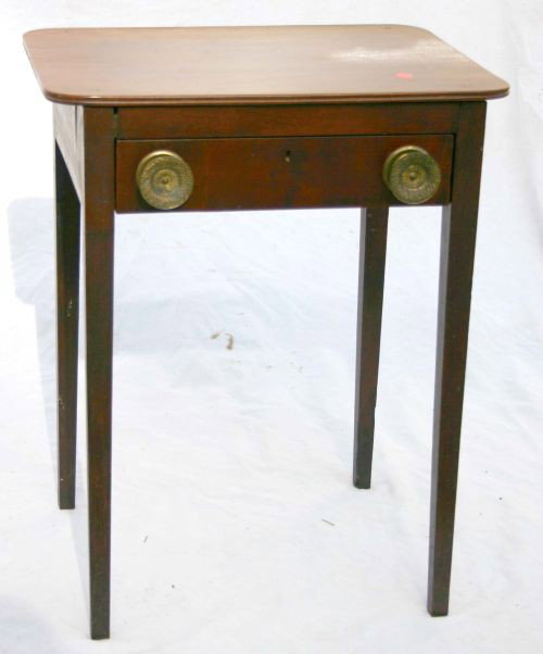 period Hepplewhite ca 1805 Providence, RI mahogany: period Hepplewhite ca 1805 Providence, RI mahogany rectangular top night stand w rounded corners - 27" tall x 20" wide x 17" deep