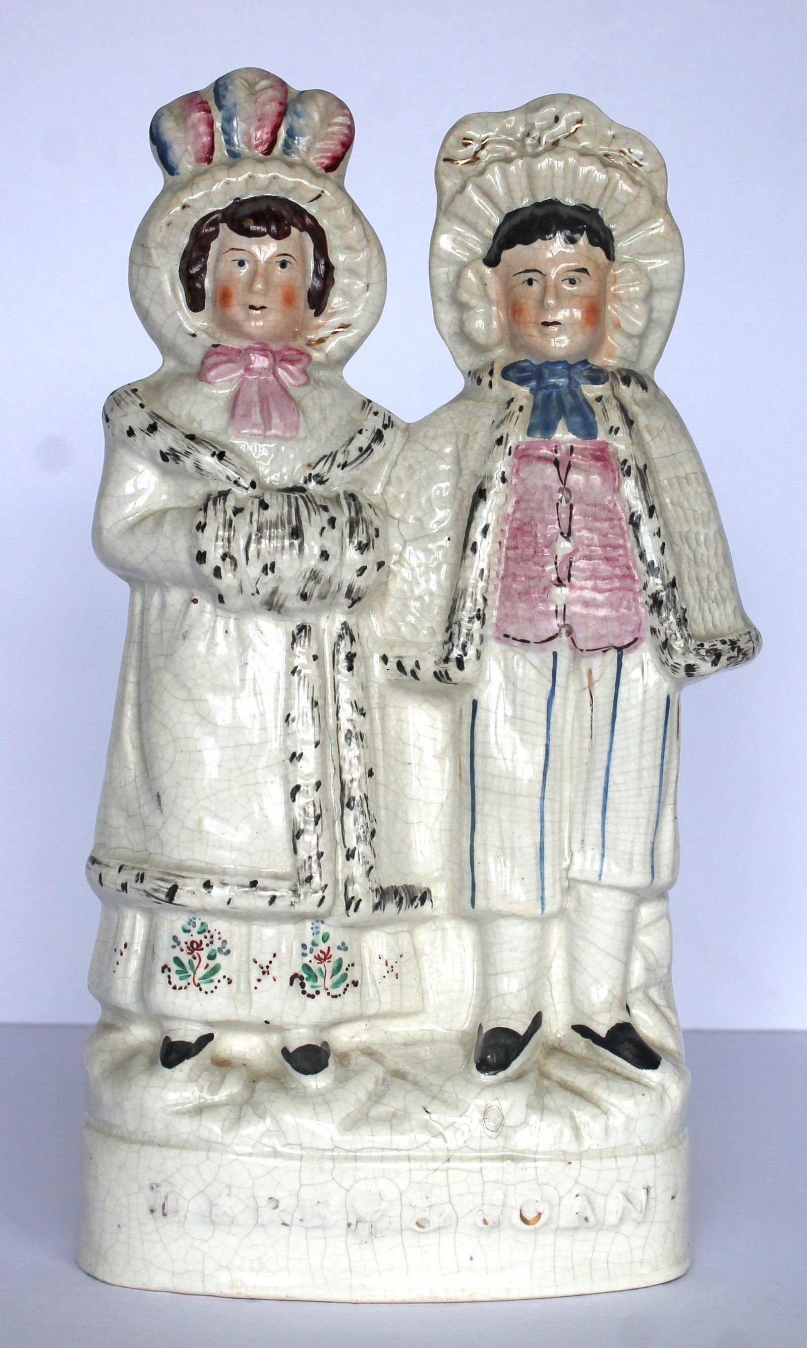 Antique Staffordshire figure "Darby & Joan" - 11 1/2" tall: Antique Staffordshire figure "Darby & Joan" - 11 1/2" tall