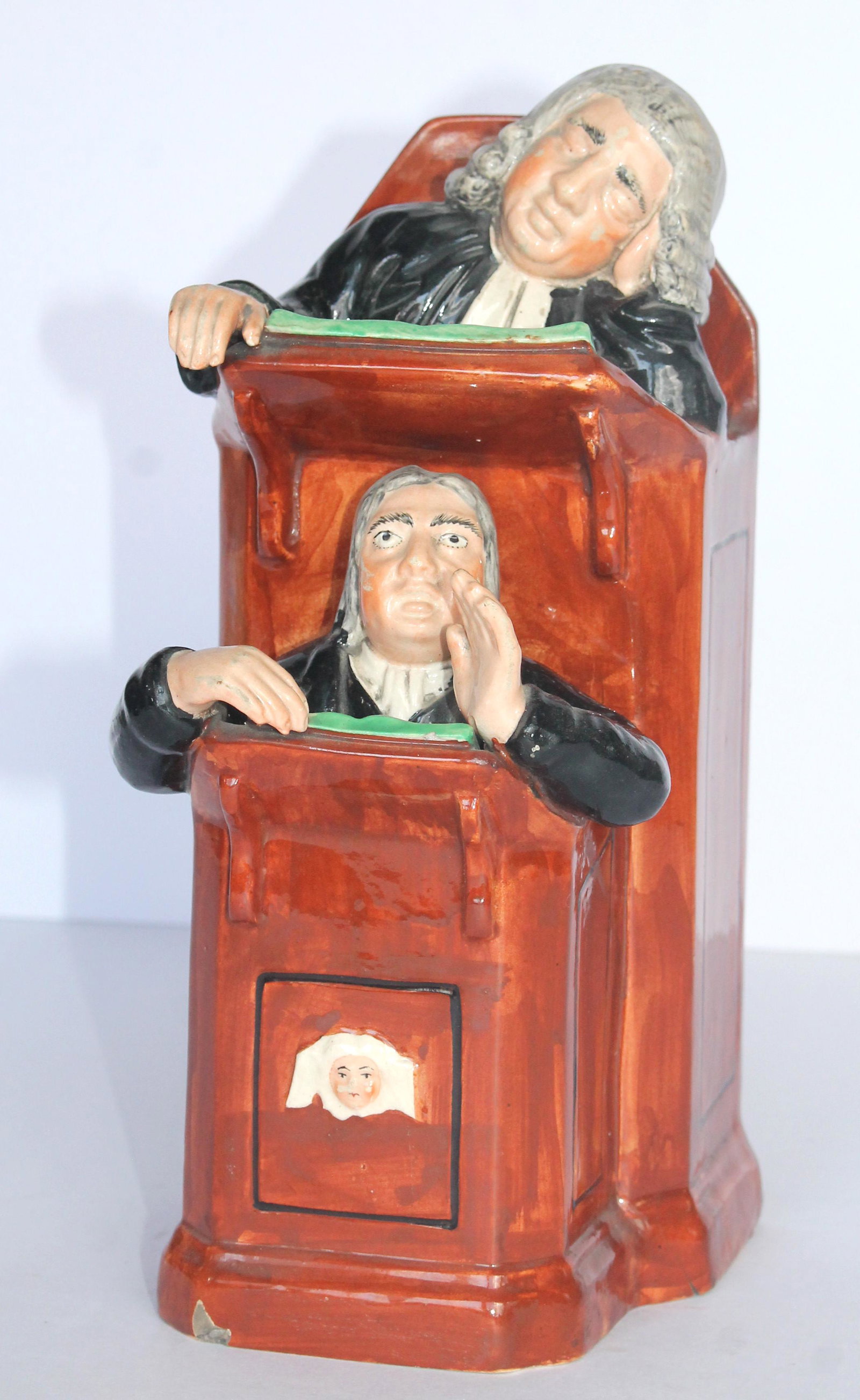 Antique Staffordshire figure "Vicar & Moses" - 10" tall: Antique Staffordshire figure "Vicar & Moses" - 10" tall