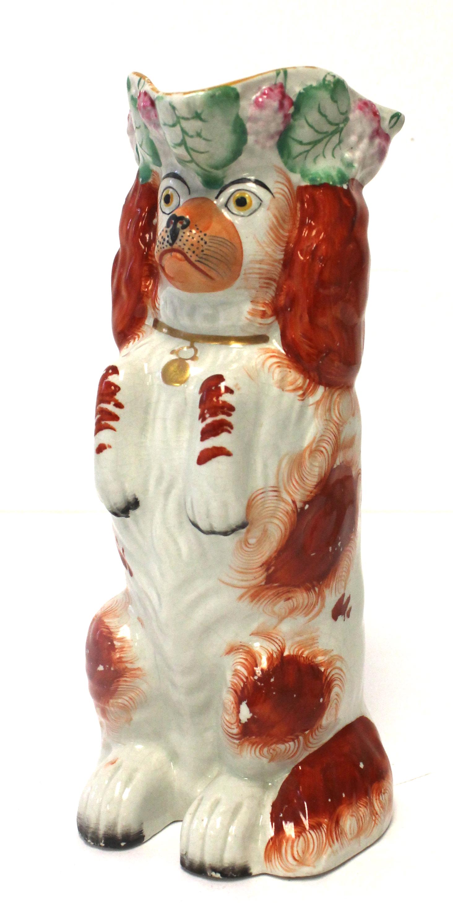 Antique Staffordshire red dog Toby - 10 1/4" tall: Antique Staffordshire red dog Toby - 10 1/4" tall