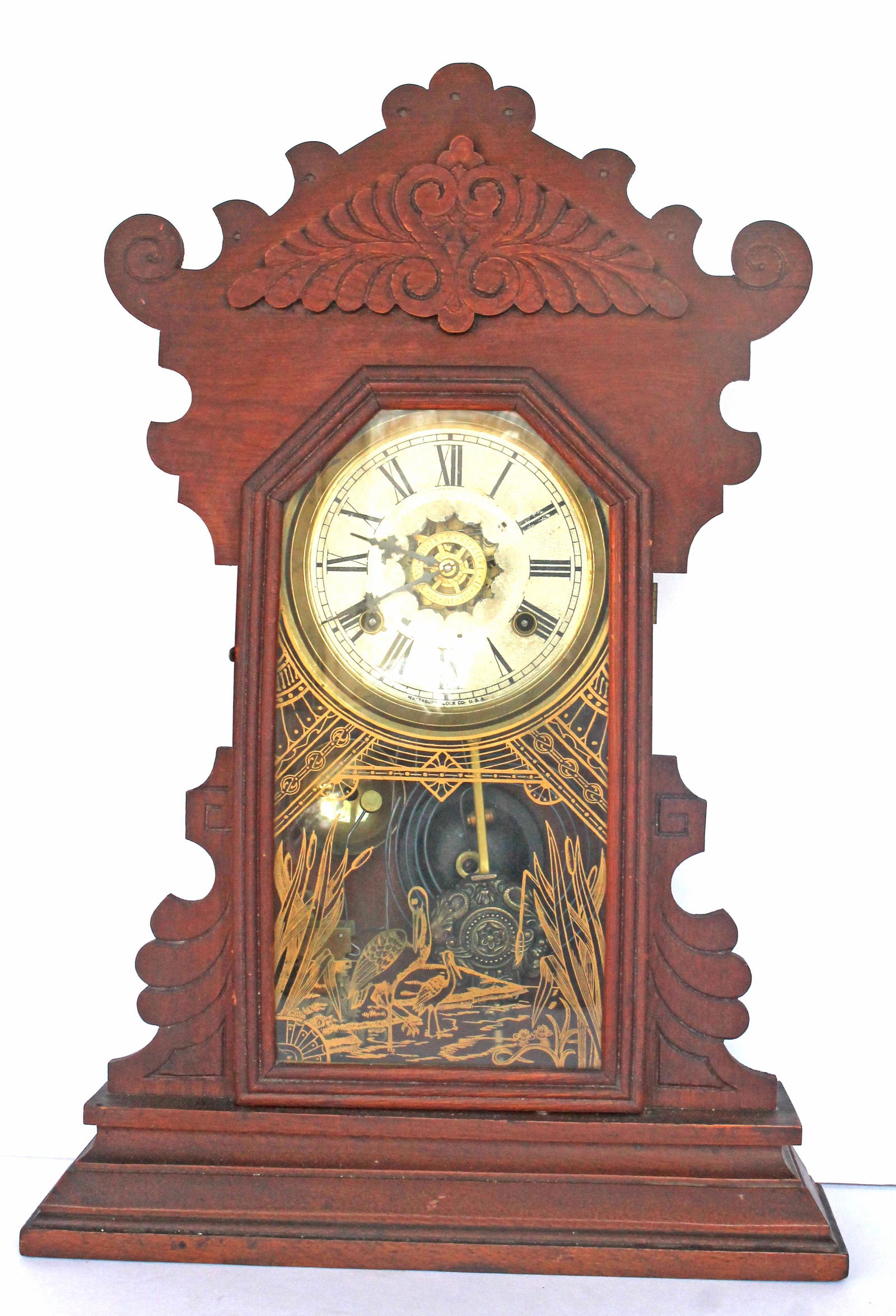 Victorian Oak Waterbury Gingerbread clock - 22" tall (1 of 6)
