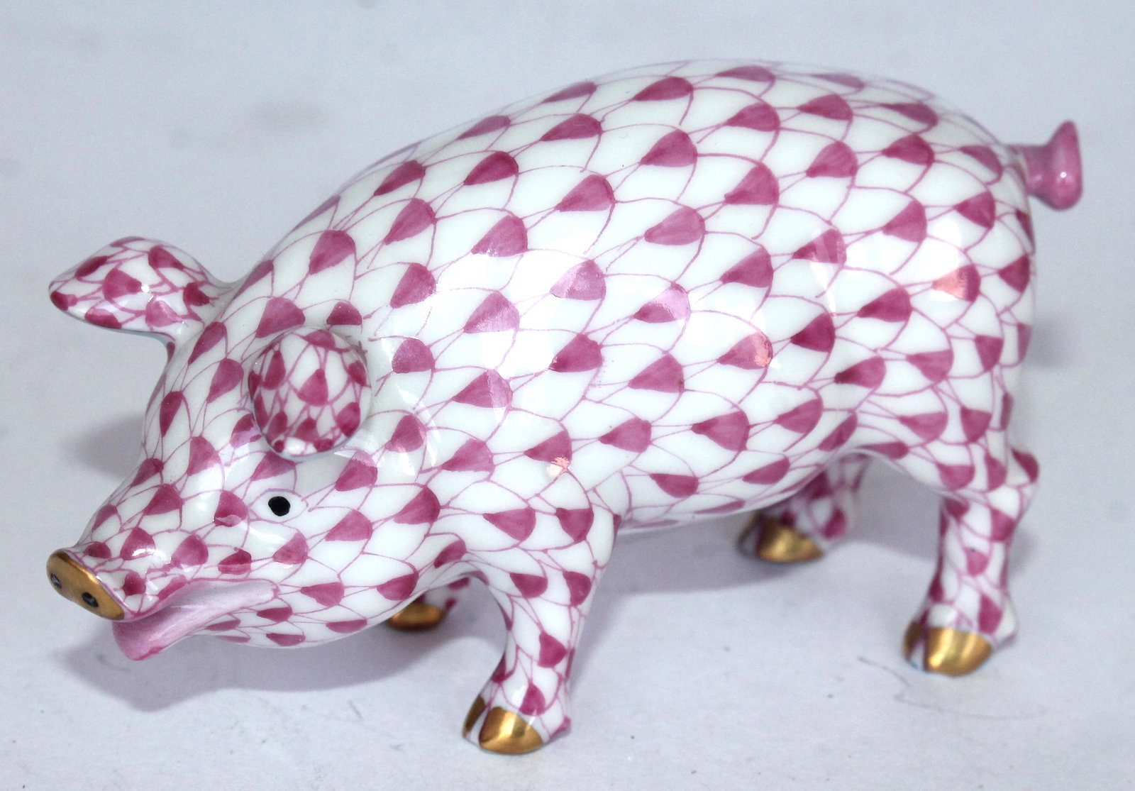 Herend Hungary hand painted porcelain pig - 3 1/2" long: Herend Hungary hand painted porcelain pig - 3 1/2" long