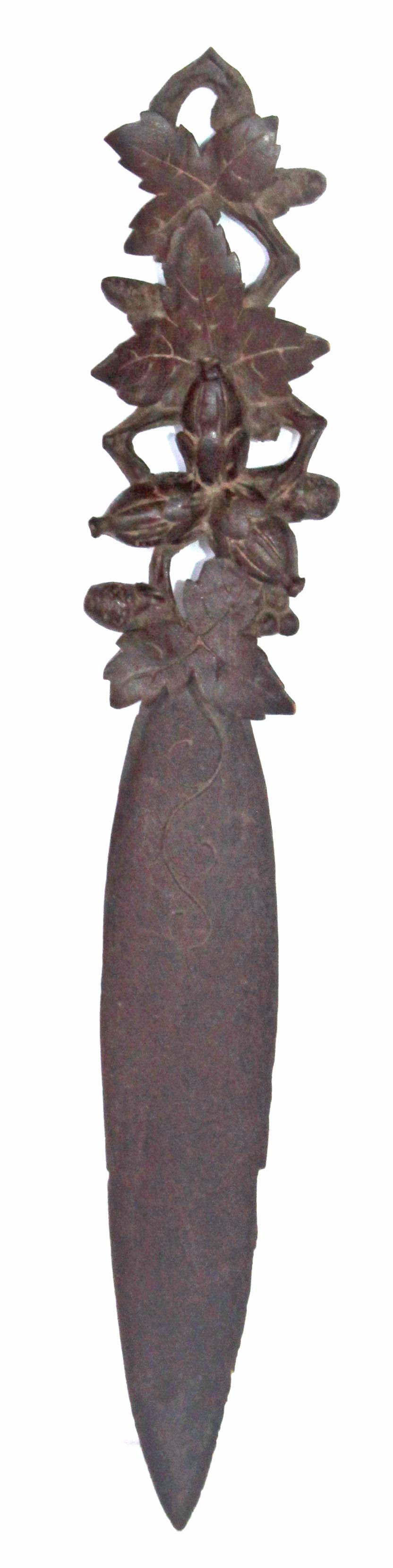 Antique carved Black Forest letter opener - 10 1/2" long: Antique carved Black Forest letter opener - 10 1/2" long