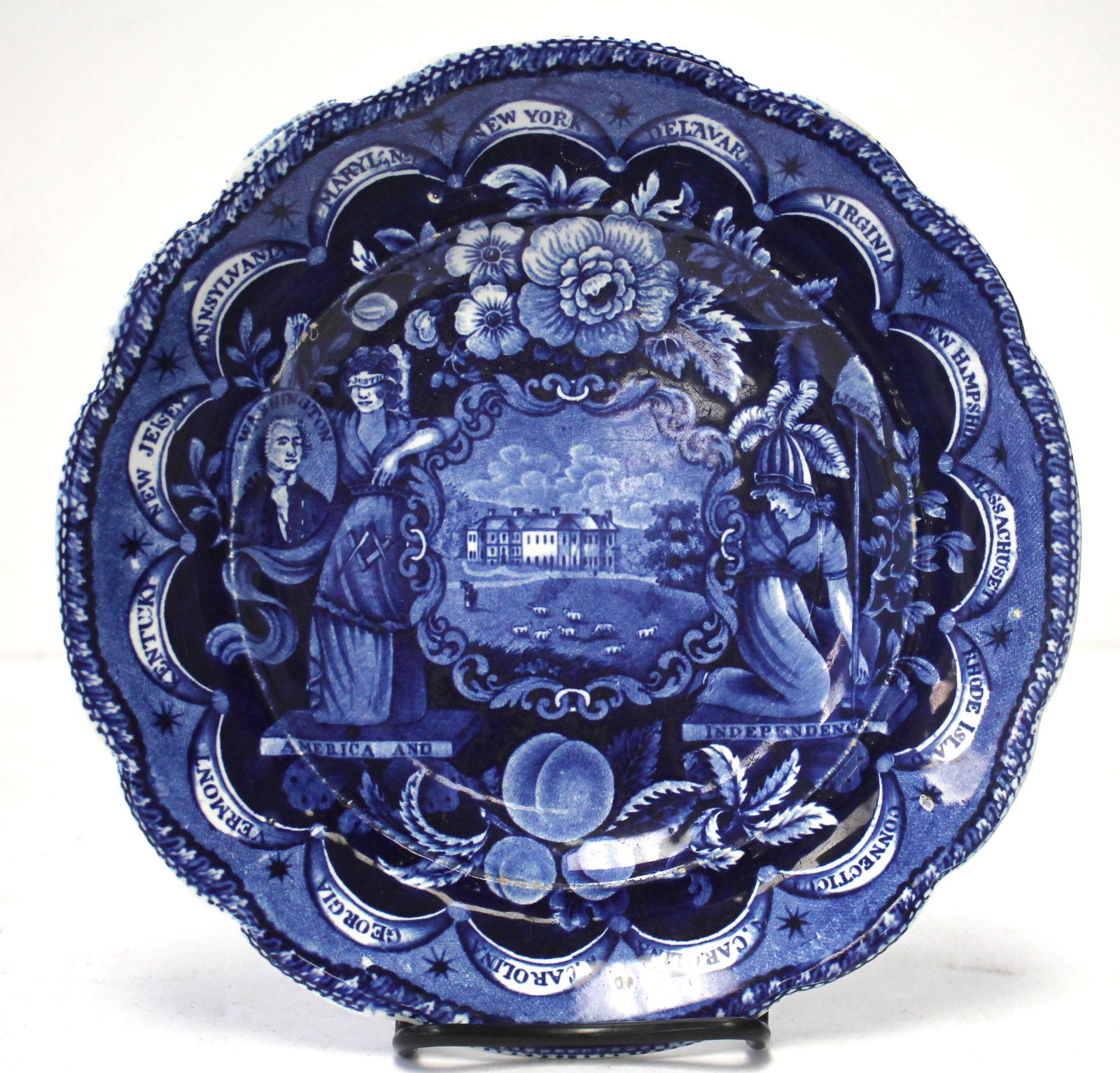 Clews dark blue 8 5/8" plate "States" (1 of 4)