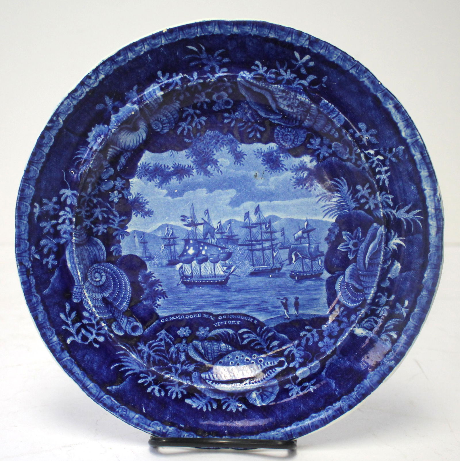E. Wood & Son dark blue 9 1/8" plate "Comodore MacDonough's Victory" (1 of 4)