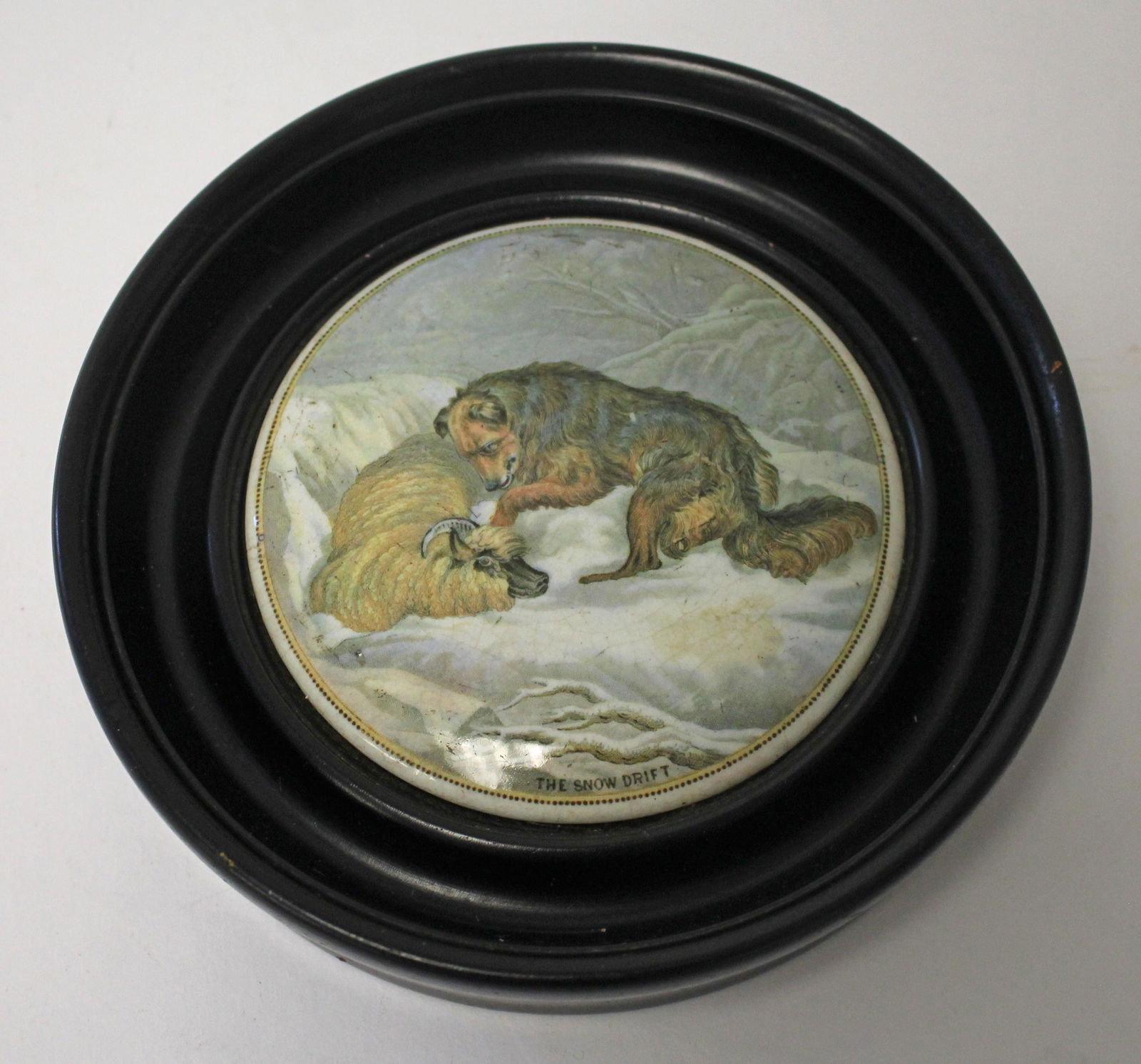 Prattware framed pot lid "The Snow Drift" (1 of 4)