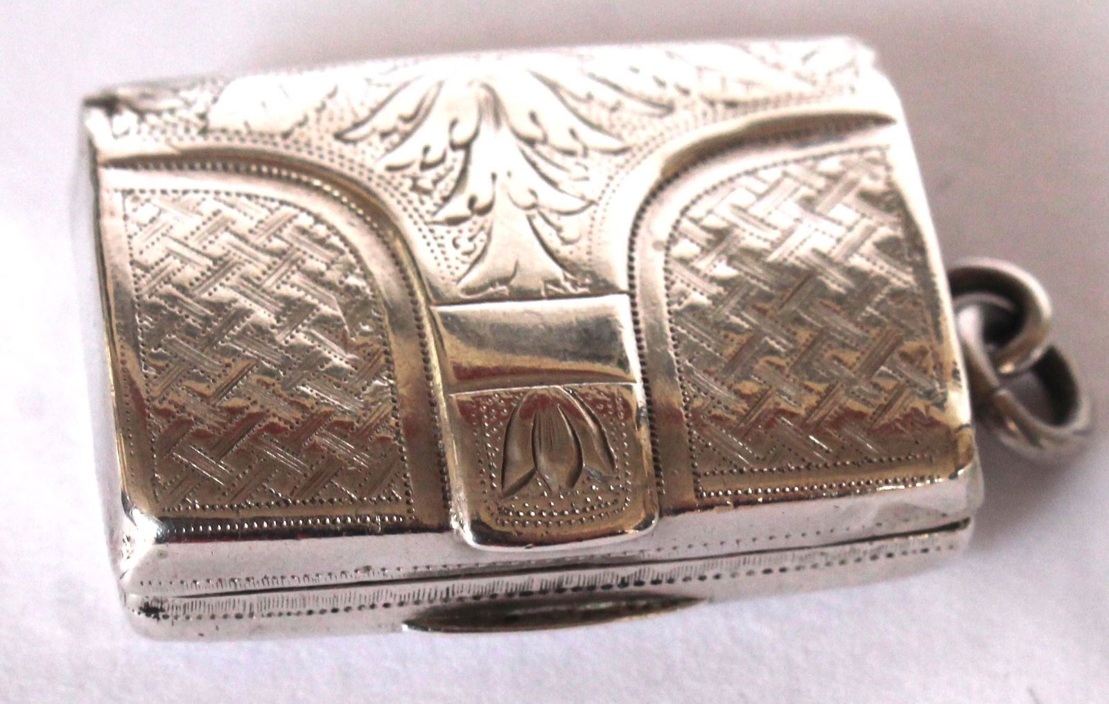 Antique English sterling silver purse form vinaigrette - 1"x1 1/2" (1 of 4)