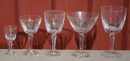 42 pc lot of leaded glass crystal stemware in grad: 42 pc lot of leaded glass crystal stemware in graduated sizes - sgnd ? Orrefors ?