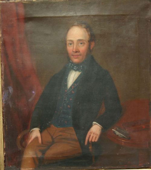 School of John Singleton Copley (1738-1815) 17"x15": School of John Singleton Copley (1738-1815) 17"x15"o/c portrait of a seated gentleman