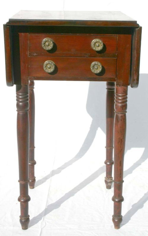 early 19thC Federal 2 drawer maple workstand - 29": early 19thC Federal 2 drawer maple workstand - 29" tall