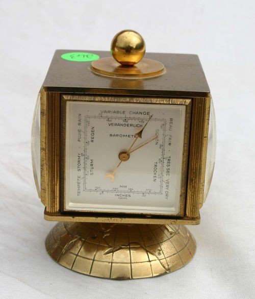 Cartier 15 jewel revolving clock, thermometer, bar: Cartier 15 jewel revolving clock, thermometer, barometer & hygrometer - 4 1/2" tall