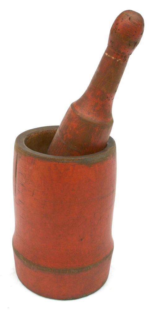 antique mortar & pestle in bittersweet paint - 6 3: antique mortar & pestle in bittersweet paint - 6 3/4" mortar