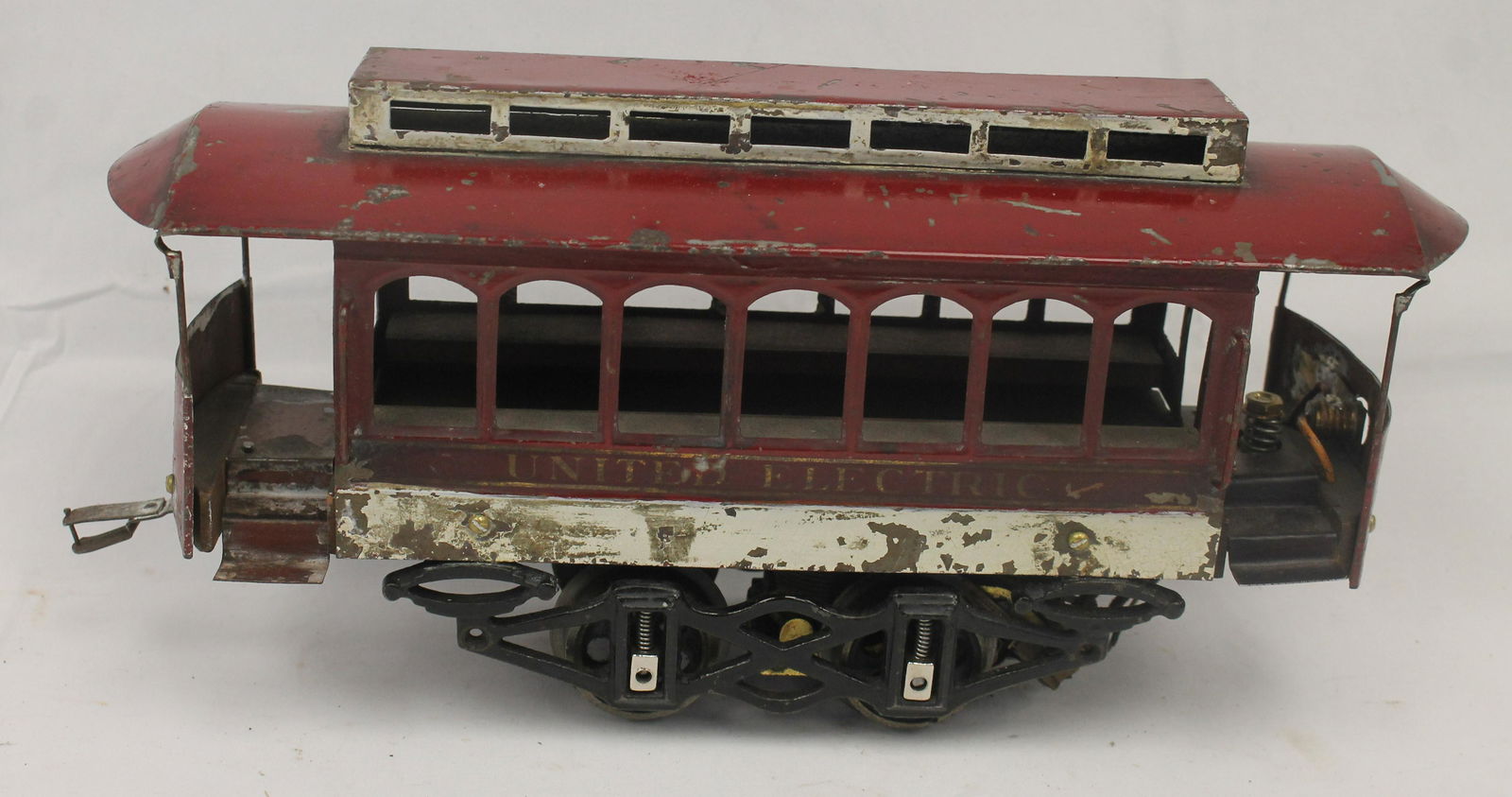 Voltamp trolley "United Electric" in red paint - 11" long: Voltamp trolley "United Electric" in red paint - 11" long