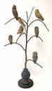 Very interesting contemporary folk art style carved wood & painted tree w several different species