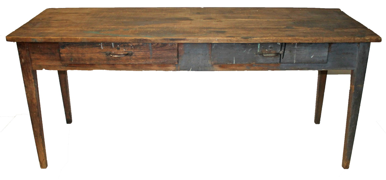 Country Hepplewhite 2 drawer work table w traces of old paint - 39" tall x 89" long x 23 3/4" deep: Country Hepplewhite 2 drawer work table w traces of old paint - 39" tall x 89" long x 23 3/4" deep