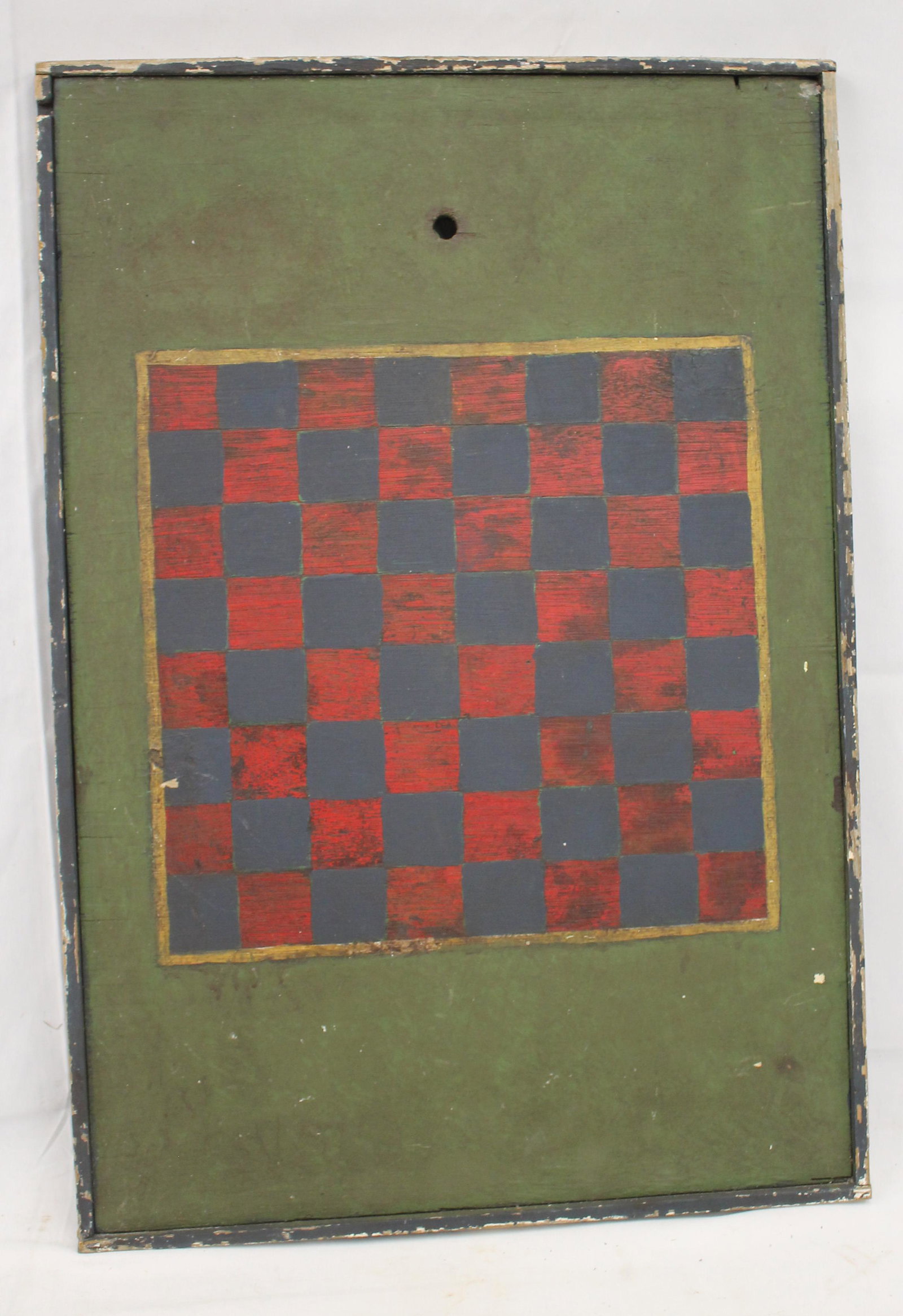 Carved wood & painted checkers gameboard - 28"x19": Carved wood & painted checkers gameboard - 28"x19"