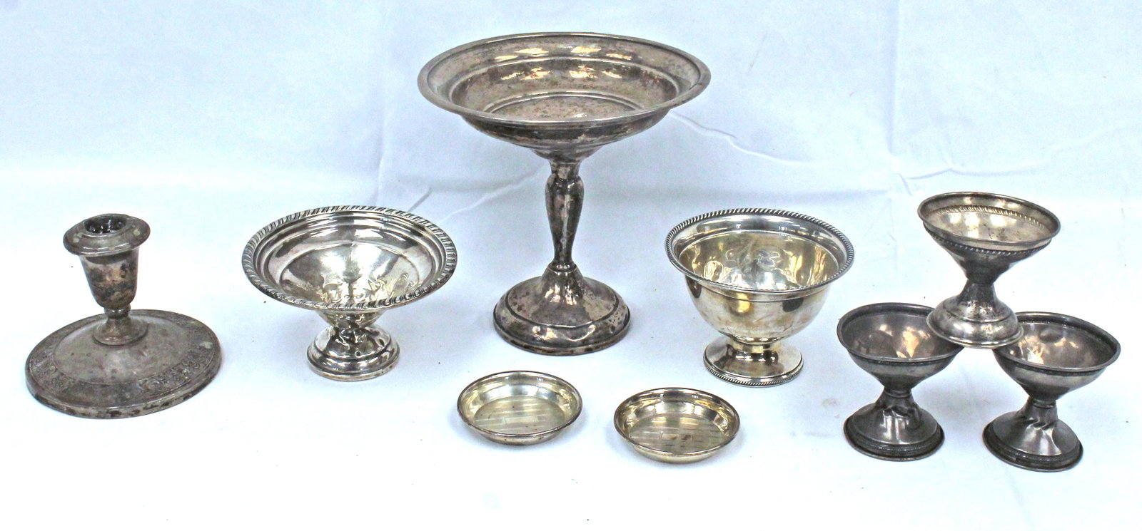 Lot of sterling silver compotes & candlestick - Matthew Mead collection: Lot of sterling silver compotes & candlestick - Matthew Mead collection