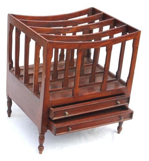 late Sheraton period ca 1820 mahogany 2 drawer can: late Sheraton period ca 1820 mahogany 2 drawer canterbury - 21" tall x 18 1/2" wide