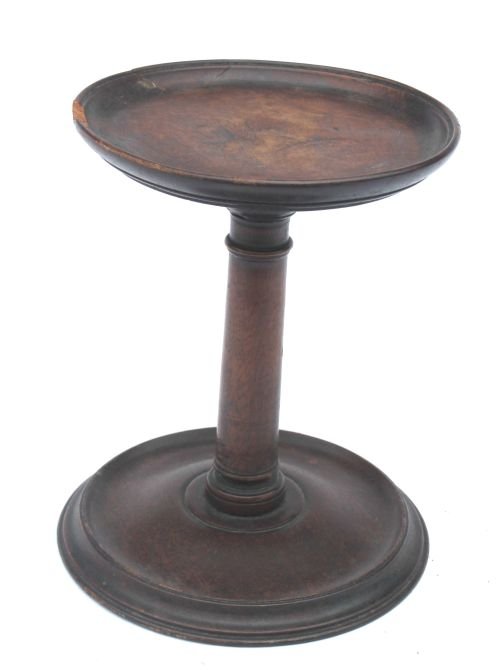 very rare 18thC PA walnut carved & turned lightin: very rare 18thC PA walnut carved & turned lighting tidy in old surface - 8" tall x 7" wide