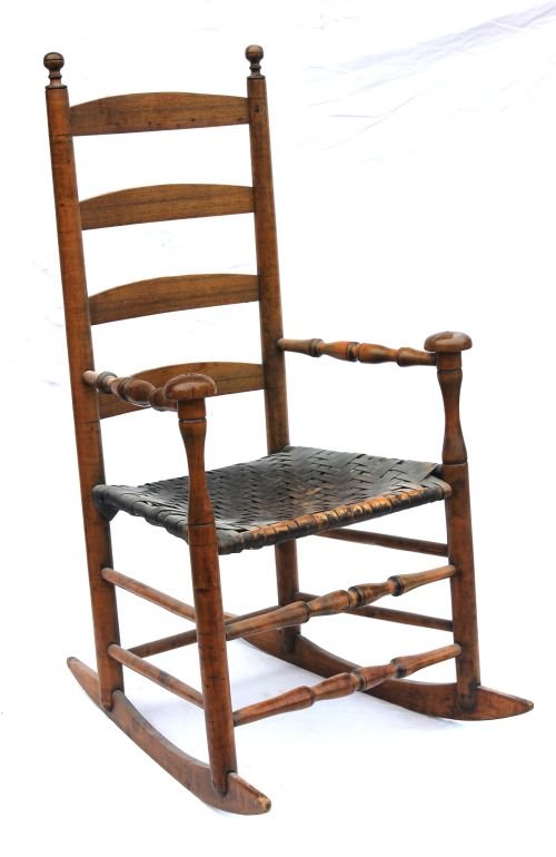 antique 4 slat ladderback mushroom arm rocking cha: antique 4 slat ladderback mushroom arm rocking chair
