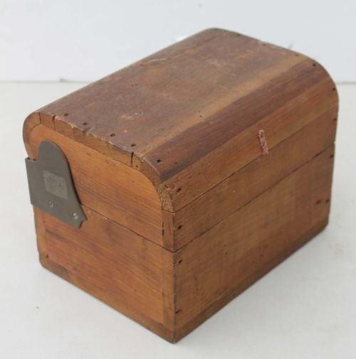 dated 1870 rare patent model trunk 7 3/4" wide x 6: dated 1870 rare patent model trunk 7 3/4" wide x 6" tall x 6" deep