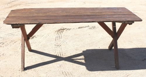 6' sawbuck table w X form tandem base in old red : 6' sawbuck table w X form tandem base in old red paint ca 1850
