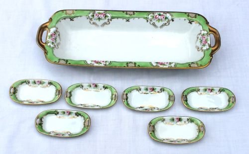 Nippon 7 pc nut set - 12 1/2" x 5" tray w 3 1/2" d: Nippon 7 pc nut set - 12 1/2" x 5" tray w 3 1/2" diam dishes