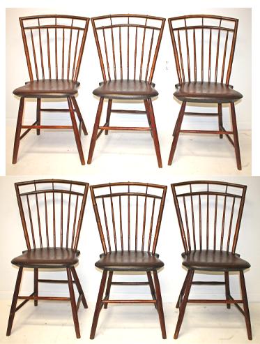 Great set of 6 period birdcage Windsor sidechairs - 18" seat height: Great set of 6 period birdcage Windsor sidechairs - 18" seat height