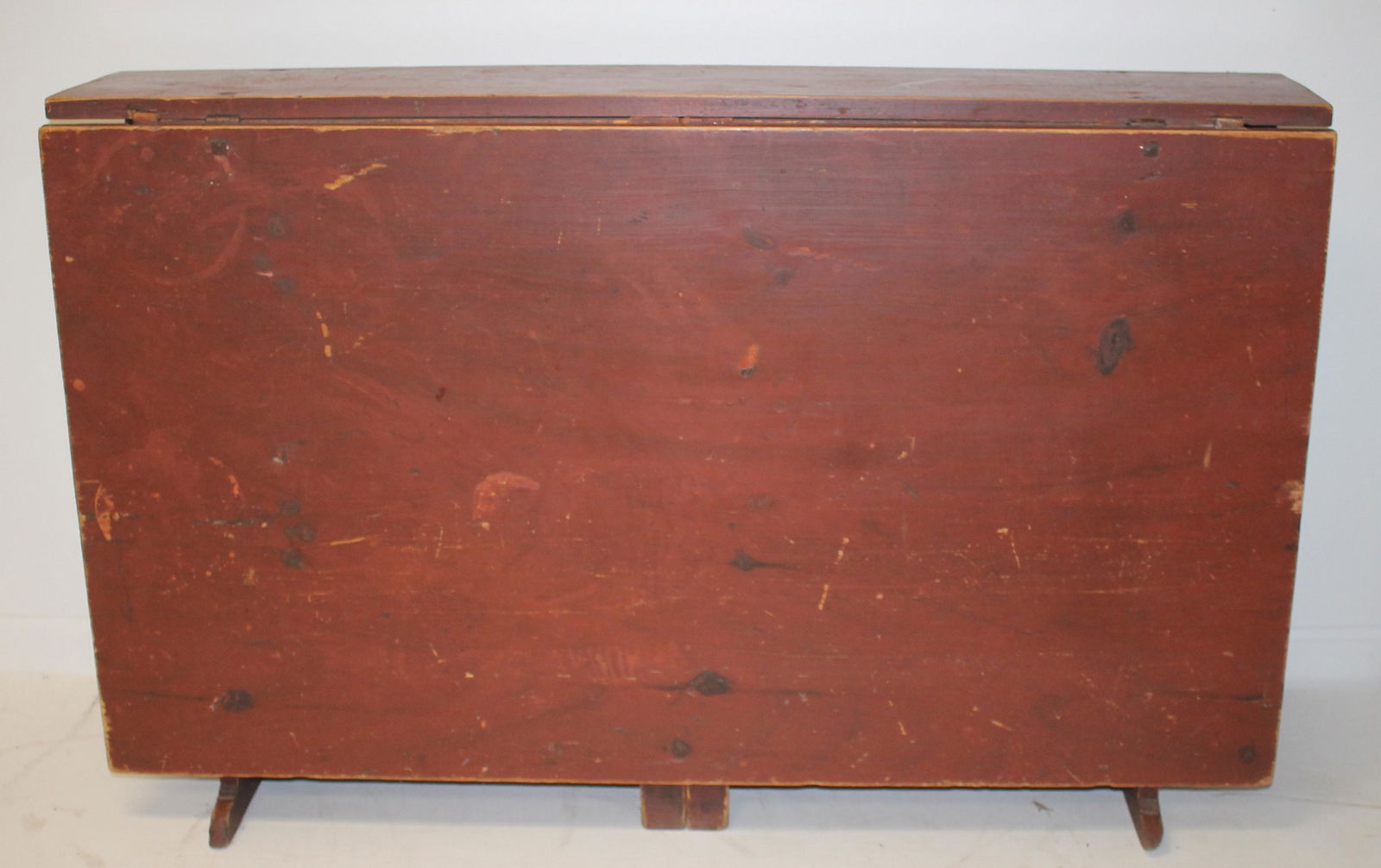 19thC Scandinavian dropleaf shoe foot tuckaway table in red - extends to 61" long x 47" wide x 30 (1 of 9)
