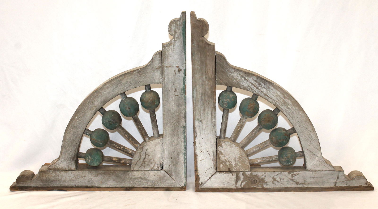 Pr of carved wooden & painted architectural corbels - 16" wide x 16" tall (1 of 6)