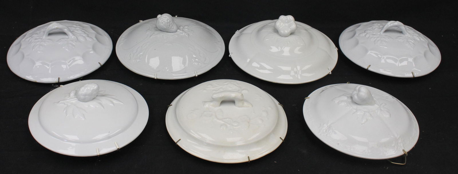 Lot of 7 ironstone lids (These were being used in the house as wall hangings): Lot of 7 ironstone lids (These were being used in the house as wall hangings)