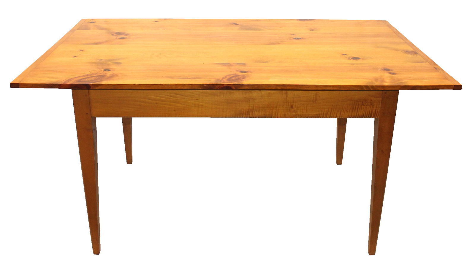 Antique farmhouse style dining table w 2 leaves & tapered legs - 30" tall x 88 1/4" long w leaves (1 of 4)
