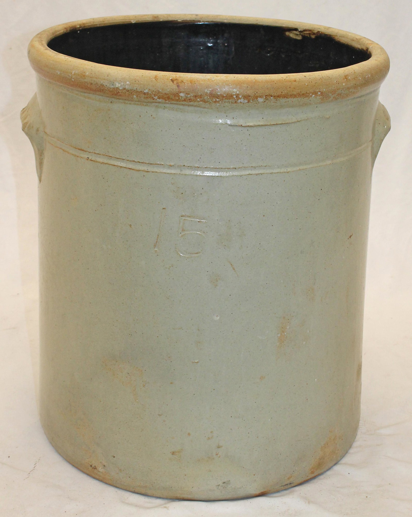 Large 15 gal stoneware crock - 19 1/2" tall x 16 1/2" diam (1 of 4)