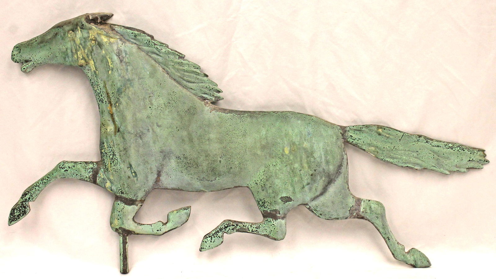 Great Smuggler Horse Weathervane w cast head in green verdigris surface - 31" long (1 of 11)