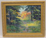 John Nichols Haapanen (1891 - 1968) signed & dated 1932 o/bd titled "Autumn" with Boston Art Club
