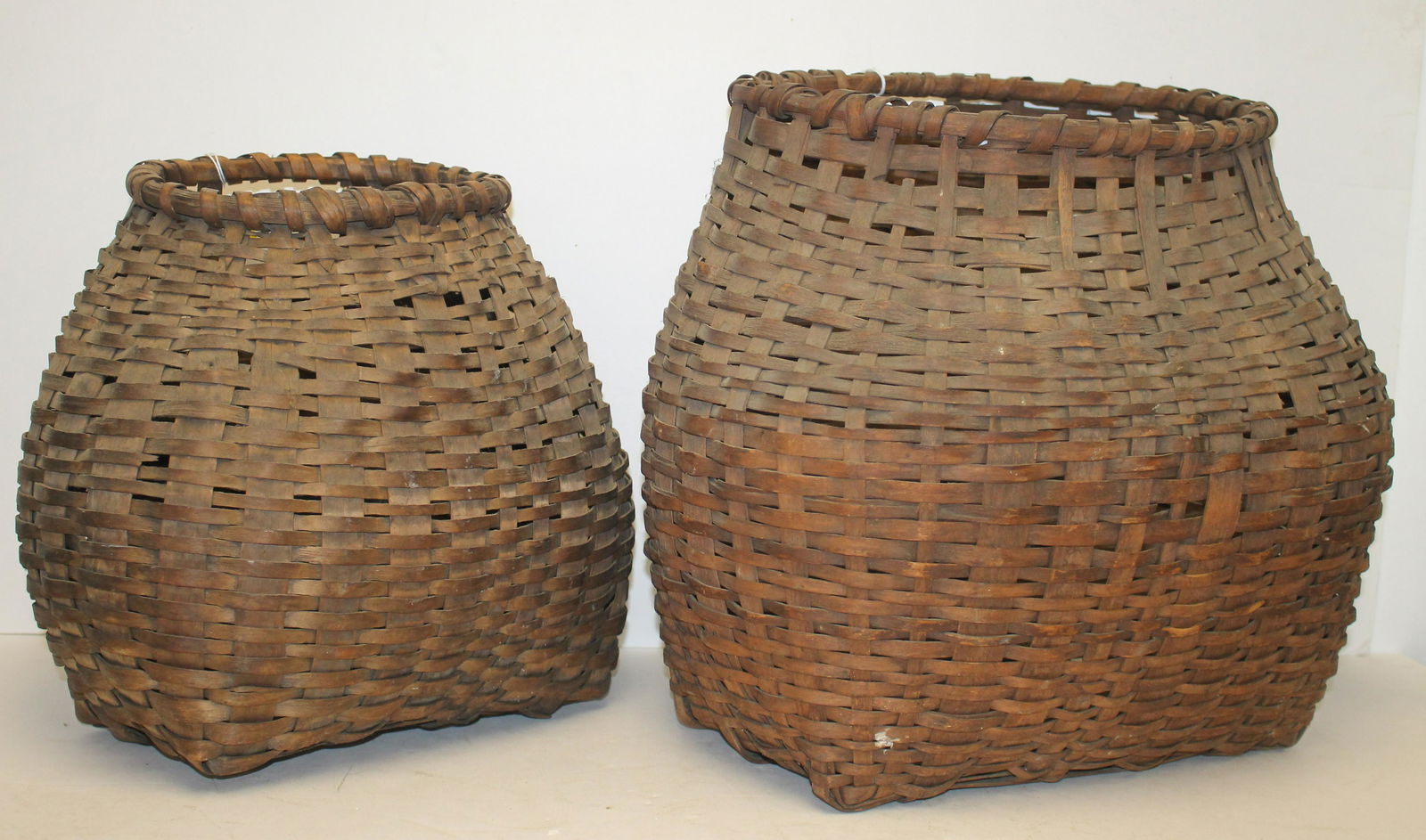 Lot of 2 antique pack baskets - 13 1/2"x10 1/4"x15" & 8 1/2"x6 3/4"x12 1/2" (1 of 3)