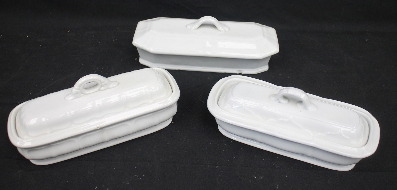 Lot of 3 ironstone razor/toothpick holders - approx 8" long (1 of 6)